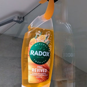 radox soap bottle hanging on a hook