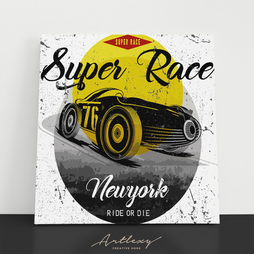 Car Racing Canvas Art Vintage Sport Car Art Poster Print Etsy