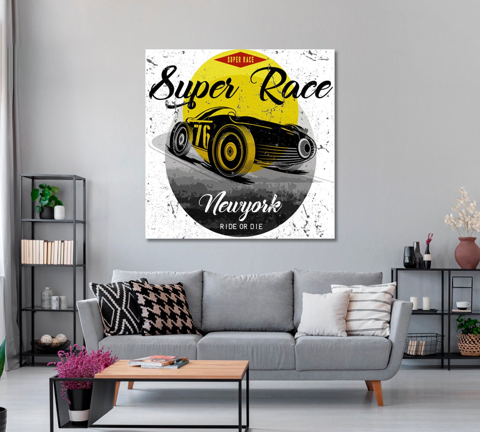 Car Racing Canvas Art Vintage Sport Car Art Poster Print Etsy