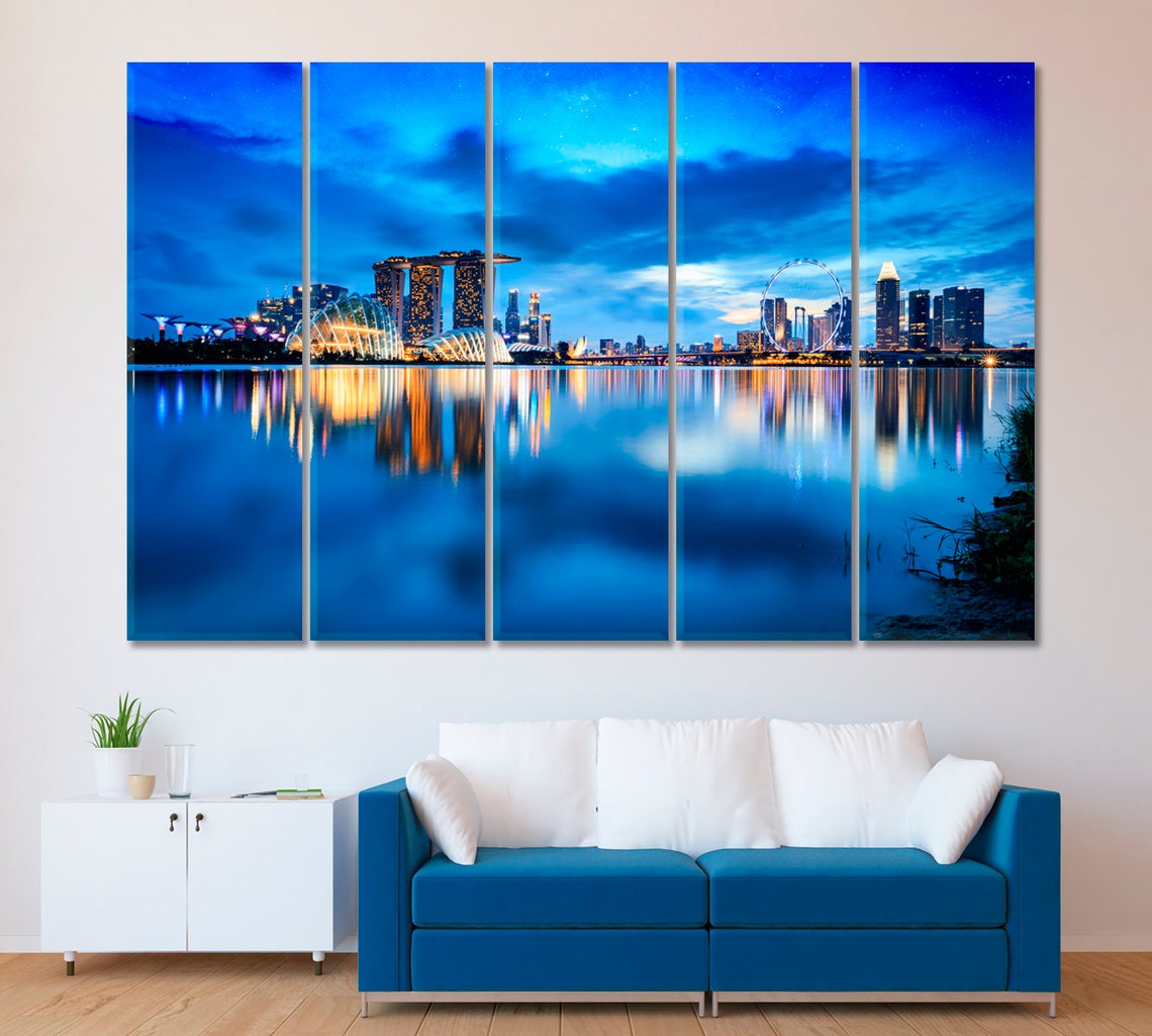 Singapore Canvas Print Singapore Skyline Wall Art Decor Etsy