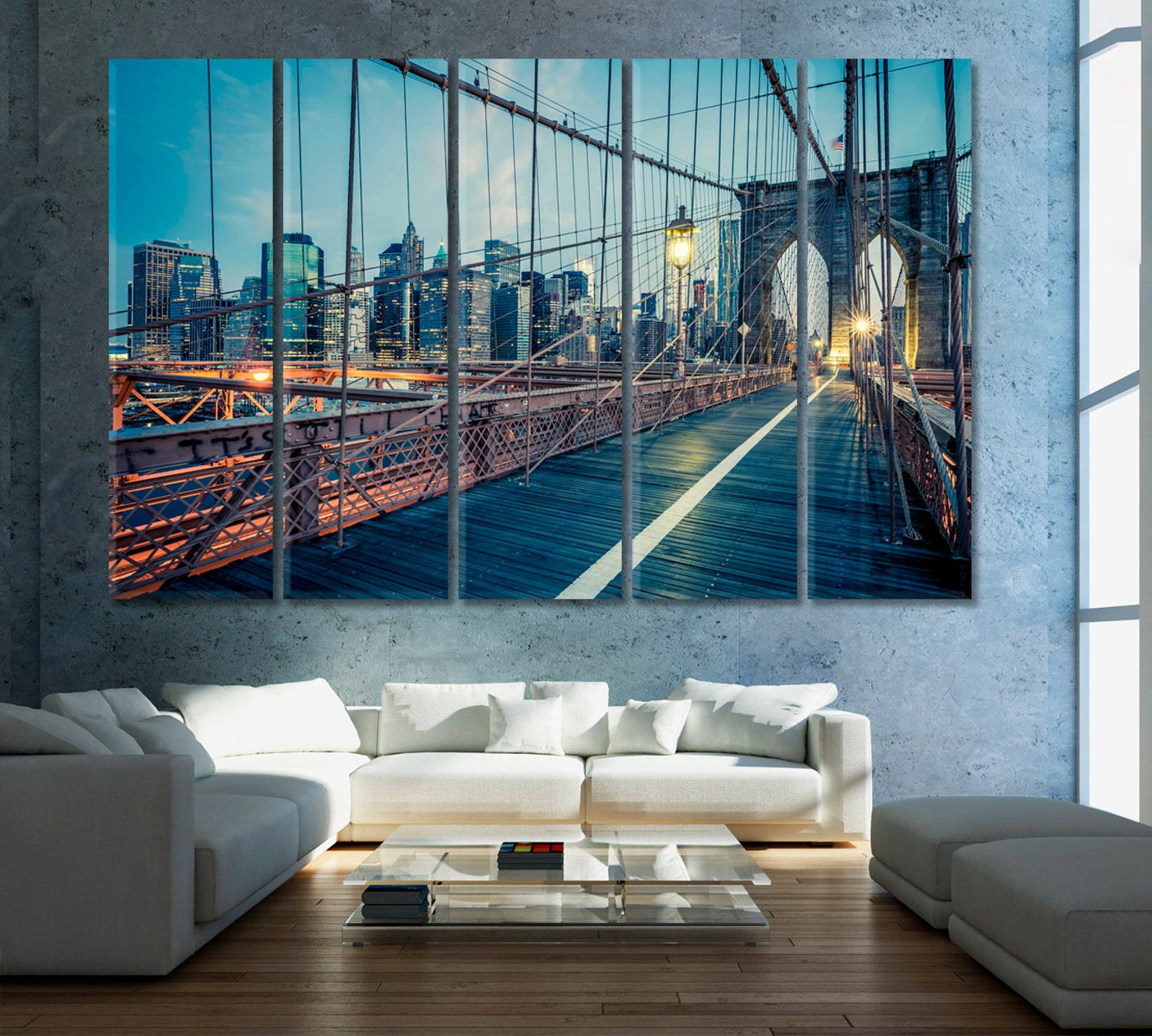 Cityscape Wall Art Brooklyn Bridge Canvas Wall Decor NYC Etsy