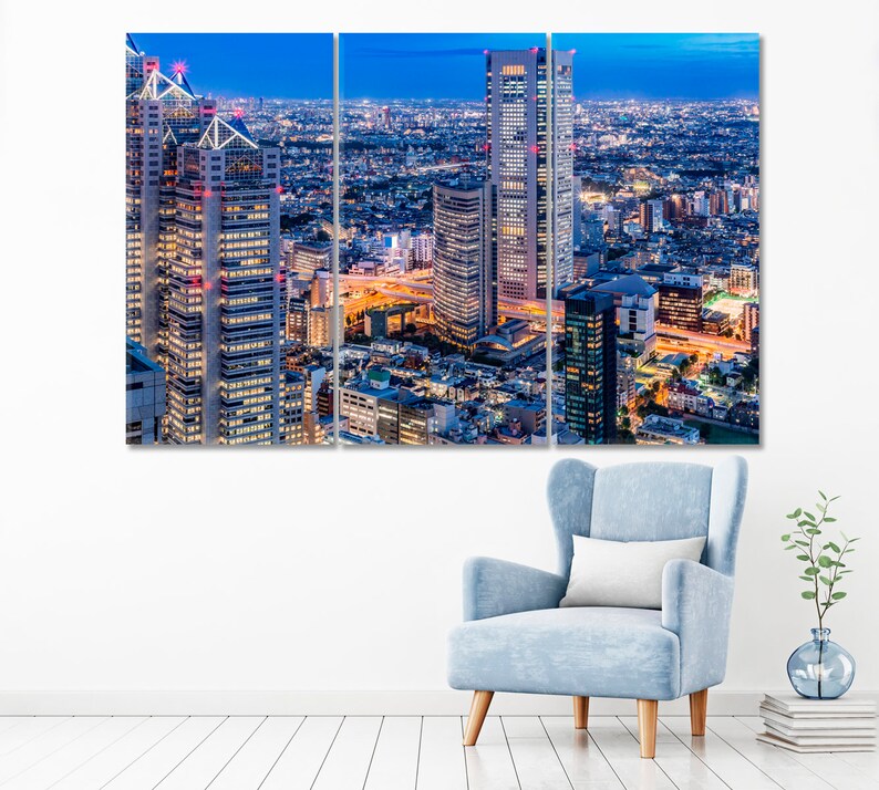 Tokyo Skyline Canvas Art Night Tokyo Canvas Wall Decor Etsy