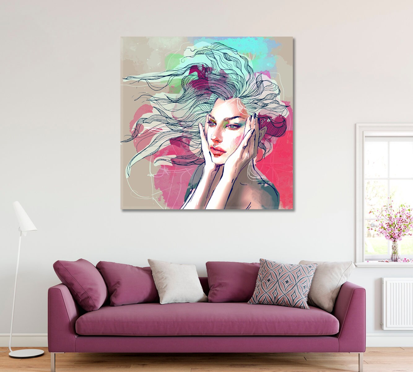 Abstract Woman Portrait Canvas Print Modern Wall Decor Etsy
