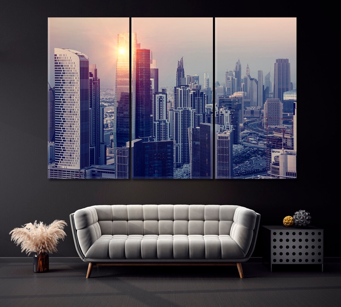 Dubai Cityscape Wall Art Dubai Modern Canvas Print Etsy