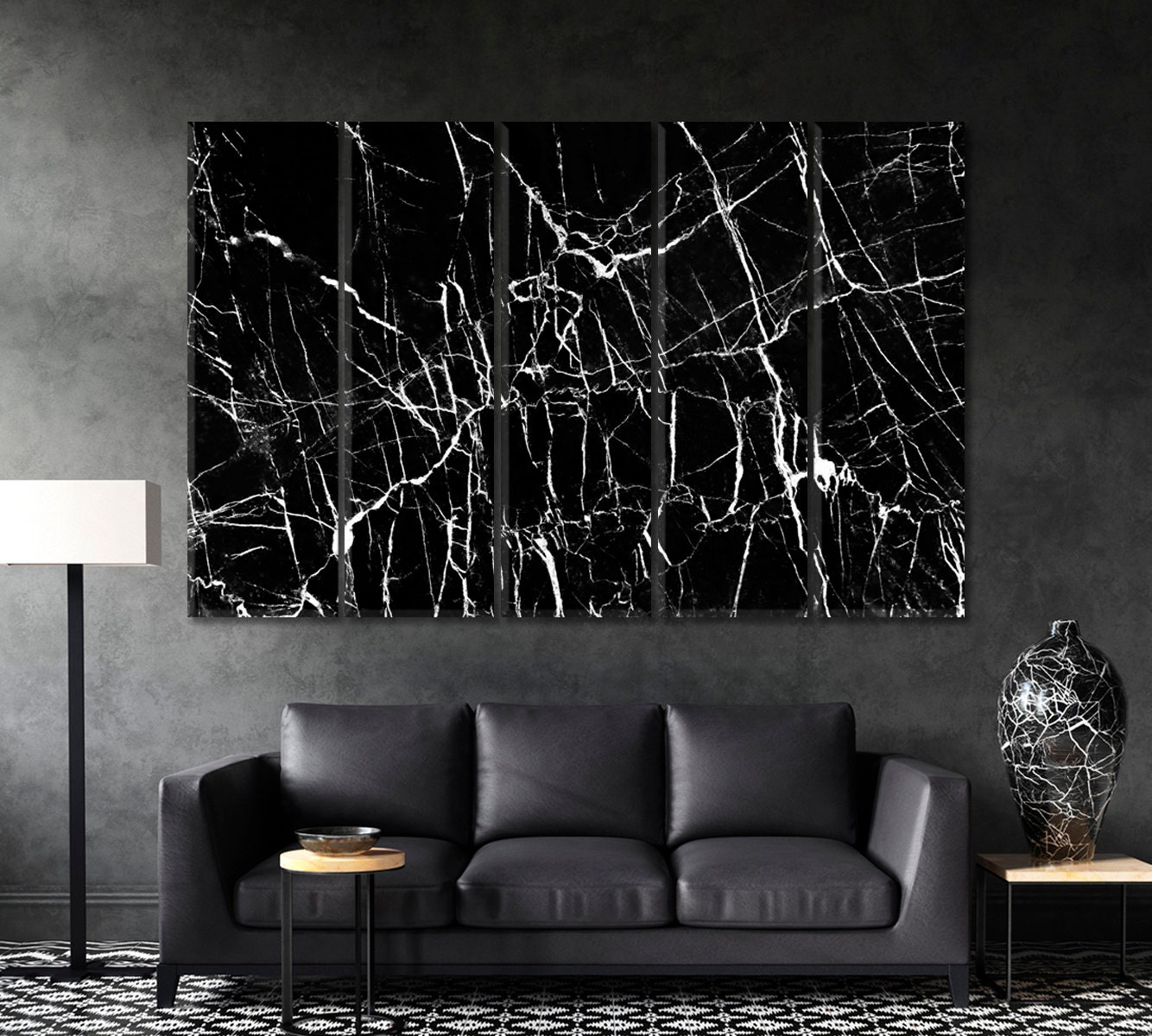 Abstract Black Marble Modern Wall Art Decor Canvas Print Etsy