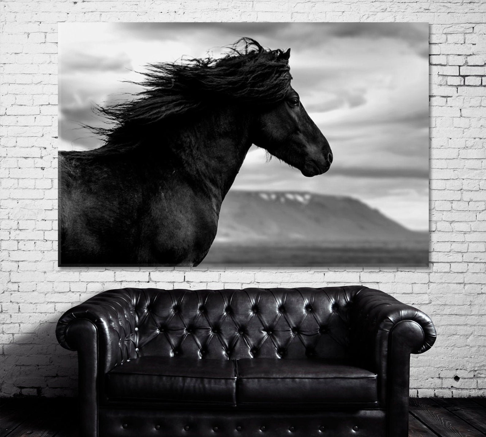 Wild Horse Large Wall Art Black Stallion Canvas Wall Decor Etsy