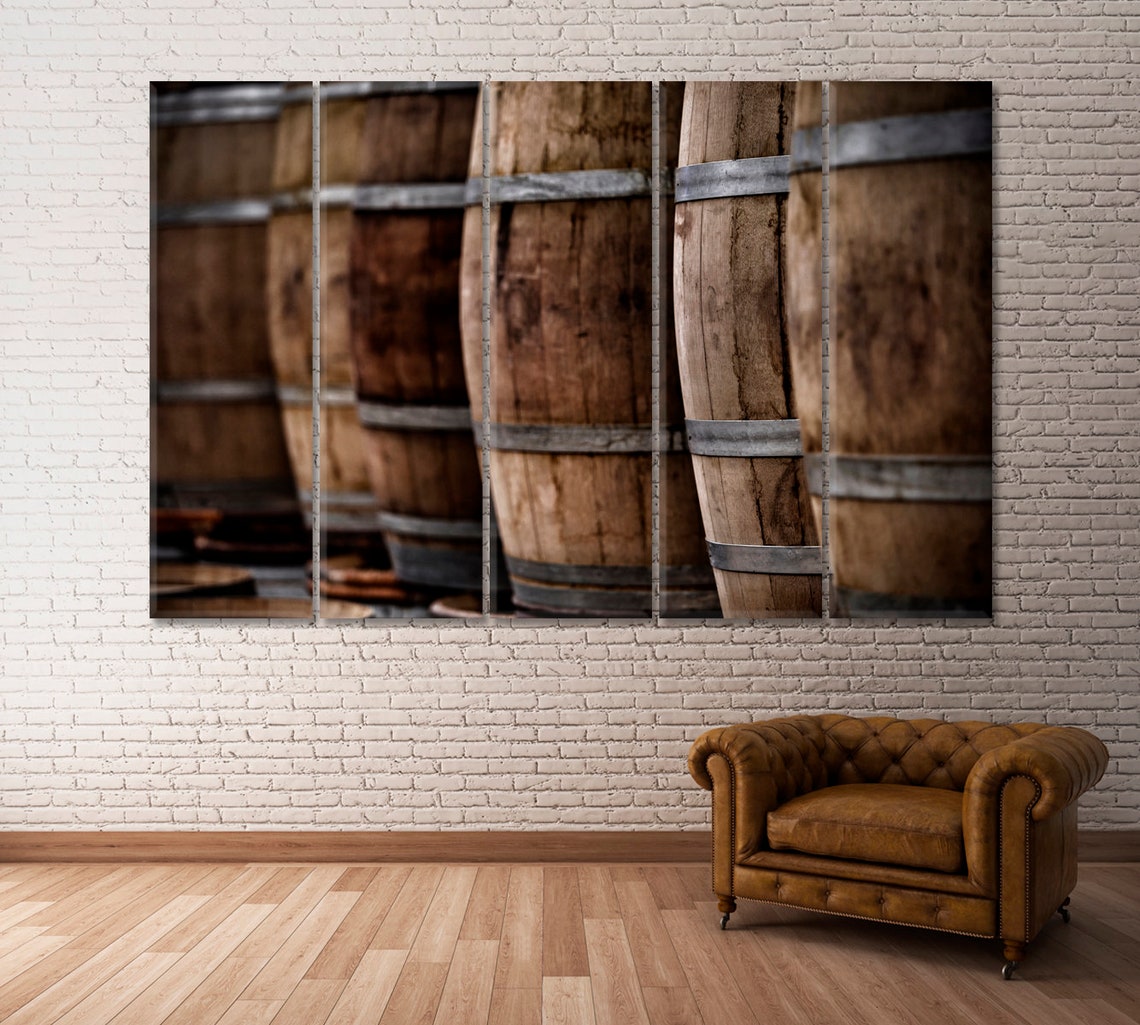 Whiskey Barrel Canvas Print Barrel Wall Art Restaurant Wall Etsy