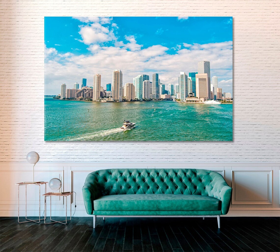 Miami Print Canvas Art Miami Room Wall Decor Miami Wall Art Etsy
