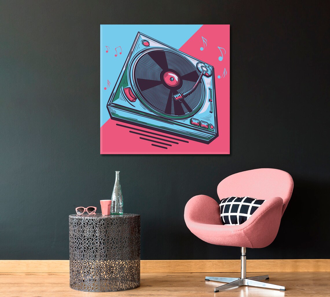Vinyl Record Player ArtWork Dj Canvas Print | Etsy