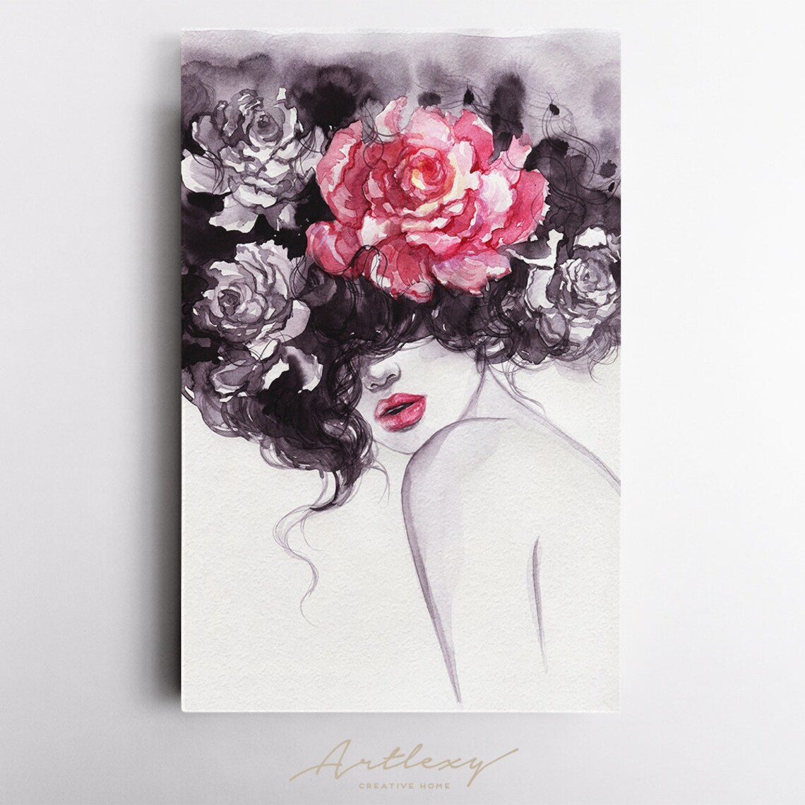 Abstract Lady Head Flower Canvas Wall Art for Living Room Etsy