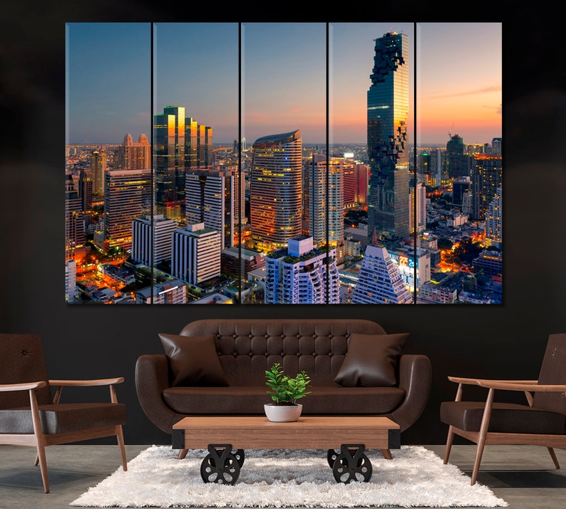 Aerial View Bangkok Large Canvas Art Modern Wall Decor