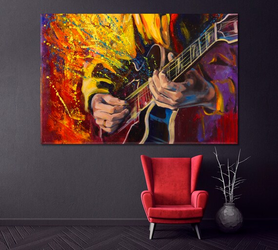 Jazz Guitarists Artwork Guitar Canvas Art Print | Etsy