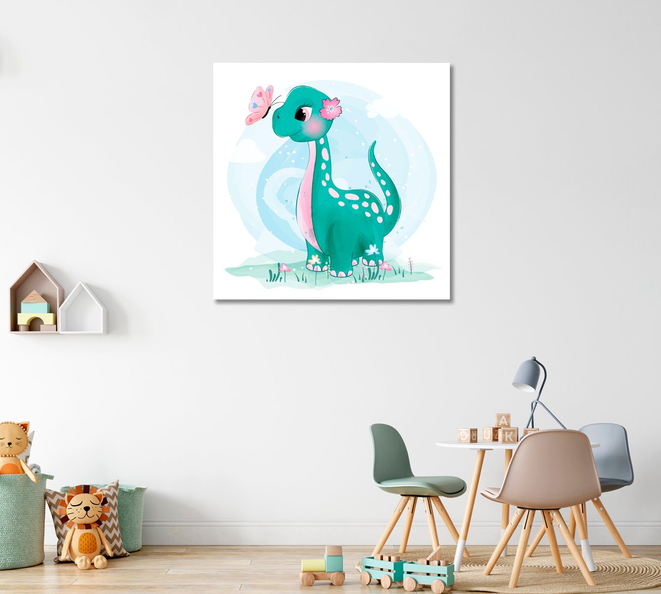 Süße Dinosaurier Mädchen Zimmer Leinwand Wand Kunst Dekor | Etsy