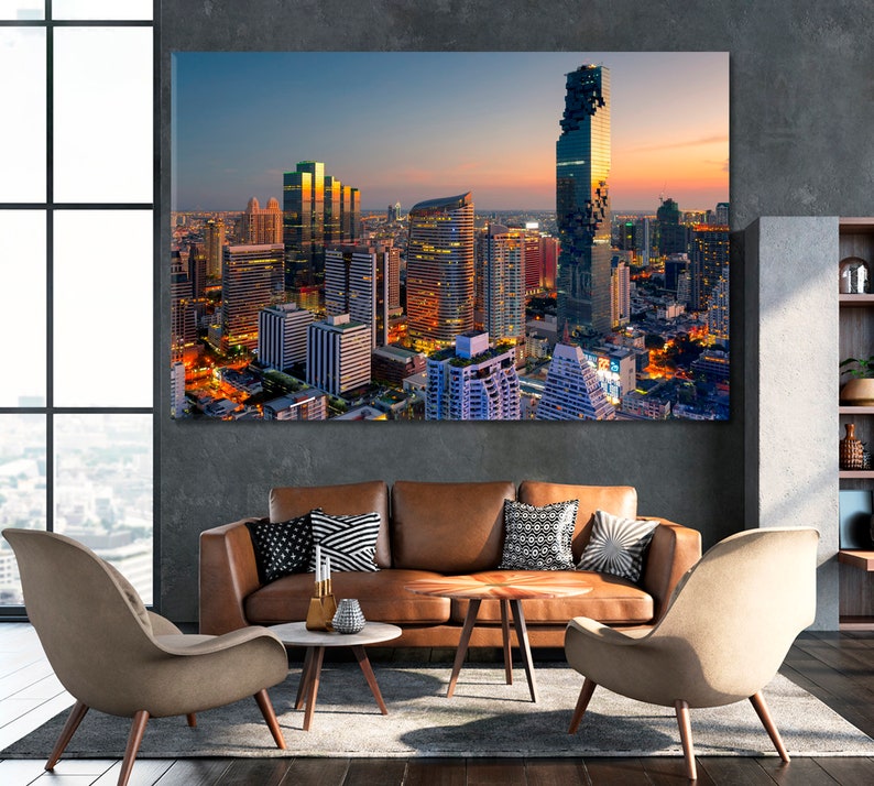 Aerial View Bangkok Large Canvas Art Modern Wall Decor