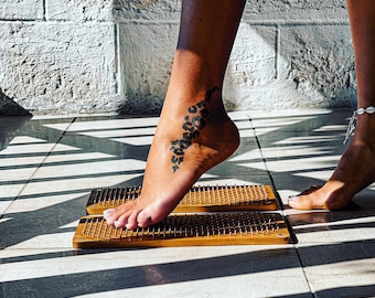 Sadhu Board with copper nails. Silver dragon in the sky. Nails board from teak board. Reflexology Healing body Tantra