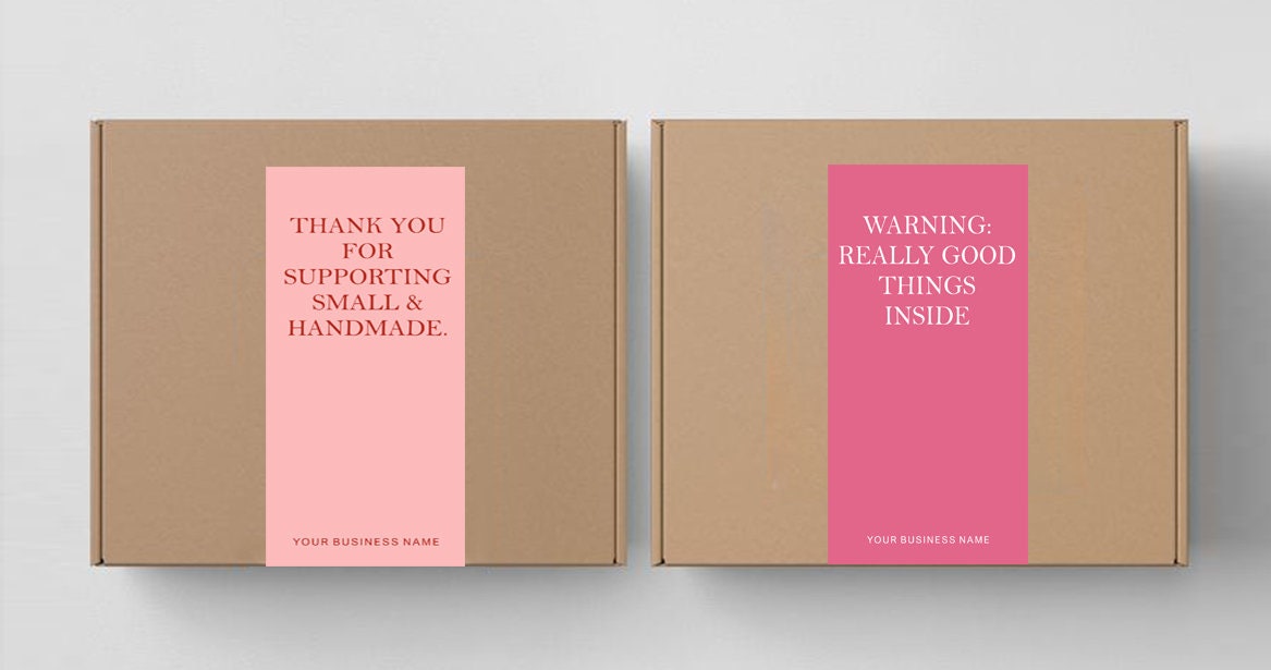 Pink Packaging Label Pink Box Seal Sticker Printable Custom - Etsy