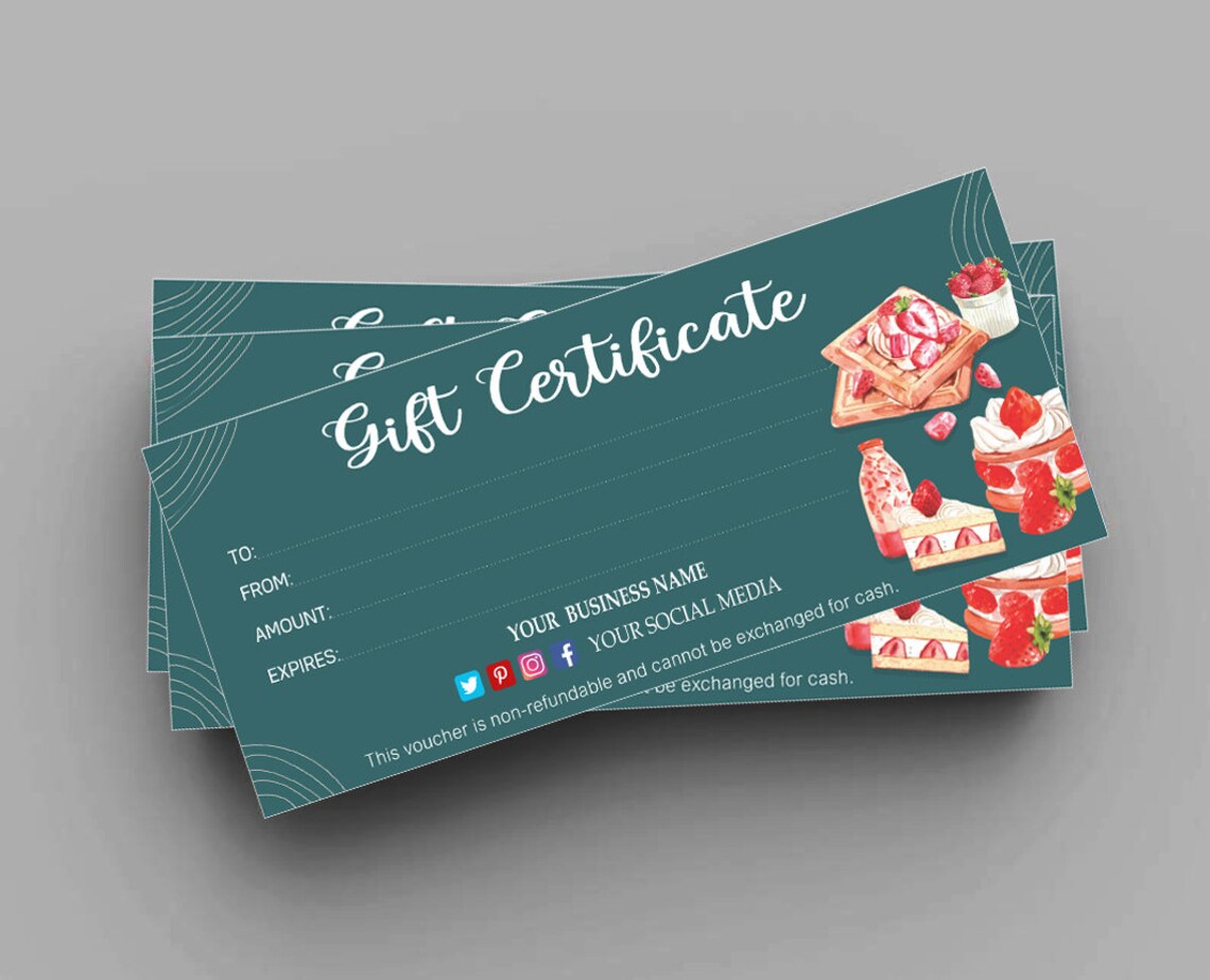 Editable Bakery Sweets Gift Certificate Template Bakery | Etsy