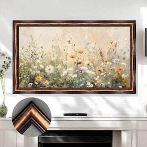 Vintage copper-tone art bezel TV frame, artistic gallery TV decor, retro-inspired TV frame, Handmade Tv Frame, textured Tv frame L2240LV
