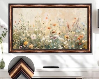 Vintage koperkleurige tv-lijst met kunstomlijsting, artistieke galerij tv-inrichting, retro geïnspireerde tv-lijst, handgemaakte tv-lijst, getextureerde tv-lijst L2240LV