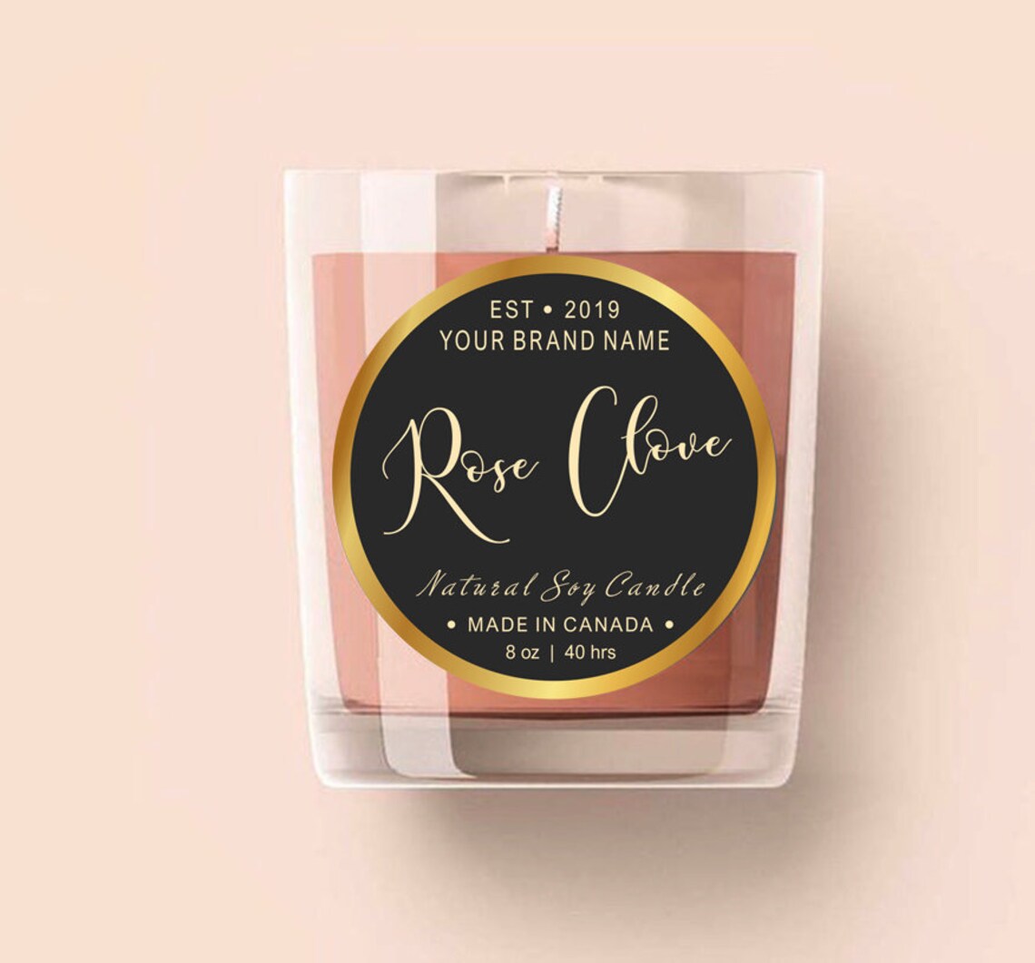 Gold Circular Label Editable Candle Labels Template Candle Etsy