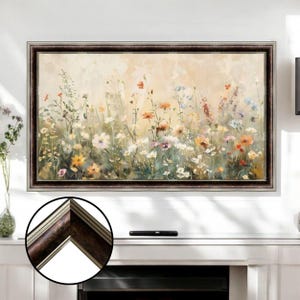 Classic walnut art-inspired TV frame, elegant gallery-style TV frame, vintage TV frame, artistic home Tv frame, handmade Tv frame L2267LV