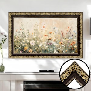 Ornate Gold Leaf TV Frame, Regal Bezel for Frame TV, Classic Decorative TV Trim, Custom Wood Frame Cover 55inches/43/50/65/75/85 L2201LM