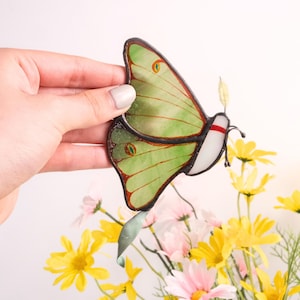Luna Moth Butterfly Suncatcher, Stained Glass Decoration, Stained Glass Window Hangings L5LL