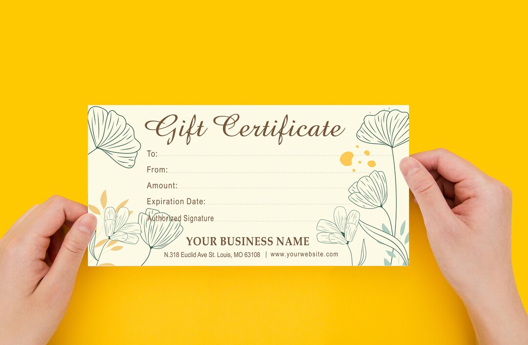 Flower Gift Certificate Gift Certificate Template Etsy