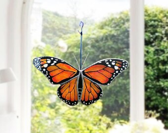 Monarch Butterfly Stained Glass Decoration, Butterfly Suncatcher L2NL