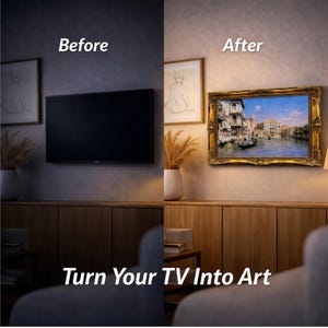 TV Frame | Ornate Gold Frame TV Cover | Antique Style TV Art Frame for Living Room Decor U88881NV image 14