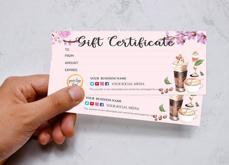Ice Cream Gift Certificate Editable Gift Card Voucher Card Etsy