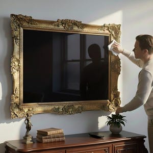 Ornate Gold TV Frame | Antique Style Living Room Decor