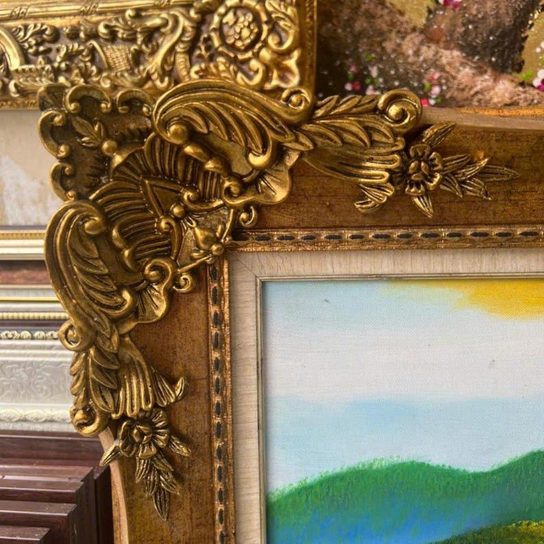 TV Frame | Ornate Gold Frame TV Cover | Antique Style TV Art Frame for Living Room Decor U88881NV image 4