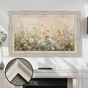 Marco de TV Samsung The Frame hecho a mano en oro blanco, marco de TV personalizado, marco de TV a medida, marco de TV, marco de TV hecho a mano L8889MM