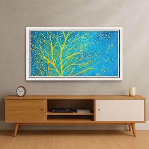 Minimalistisch tv-frame met witte rand, moderne contrasterende tv-rand, decoratief tv-frame, op maat gemaakt strak tv-frame, handgemaakt minimaal tv-frame L2233LV