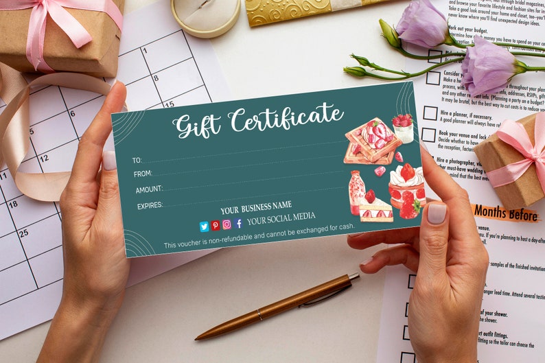 Editable Bakery Sweets Gift Certificate Template Bakery - Etsy