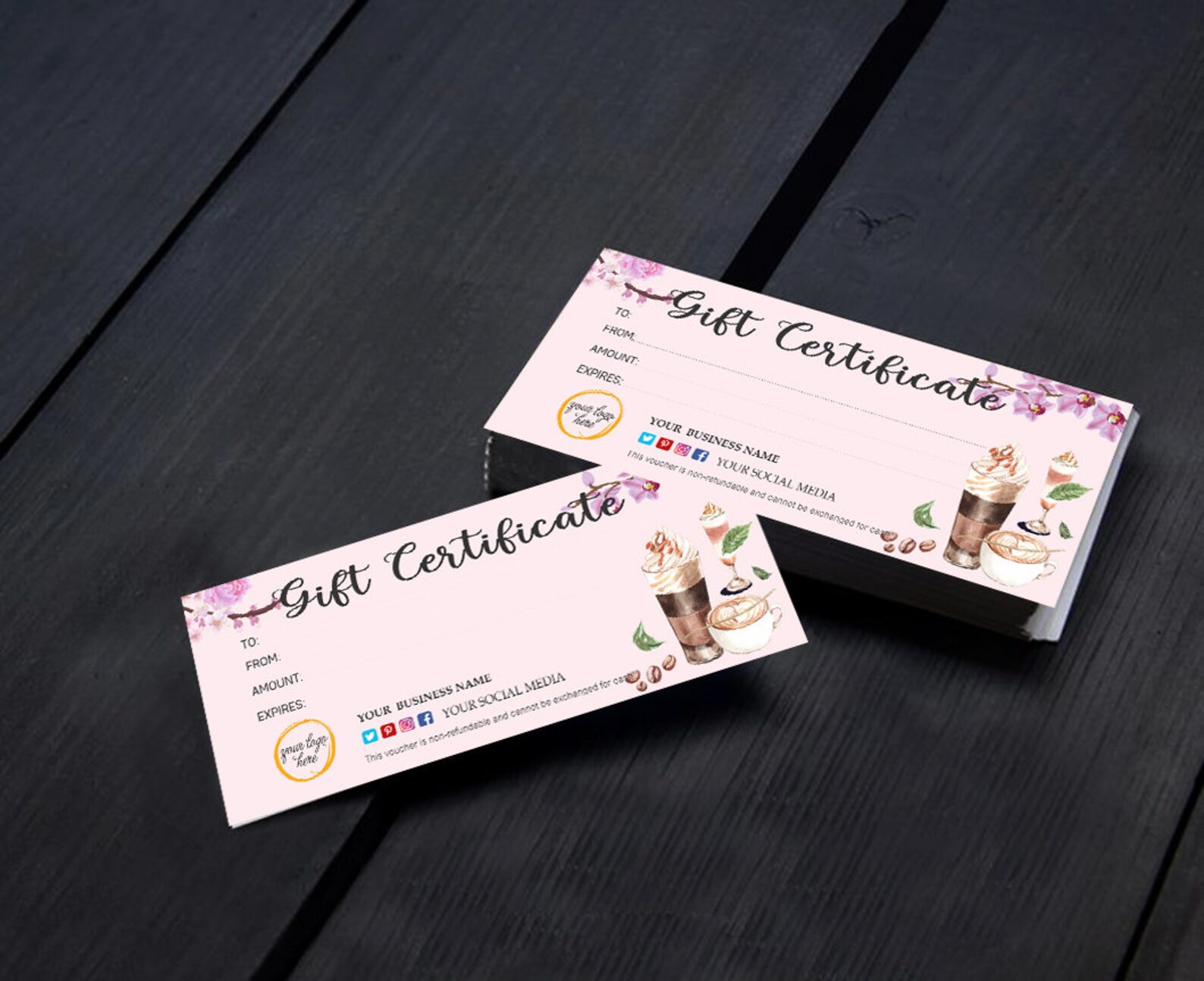 Ice Cream Gift Certificate Editable Gift Card Voucher Card Etsy