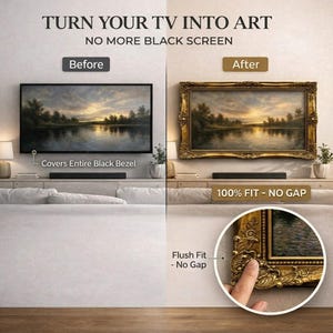 TV Frame | Ornate Gold Frame TV Cover | Antique Style TV Art Frame for Living Room Decor U88881NV image 12