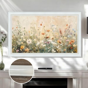 Minimalistische parelwitte tv-lijst, modern interieur tv-lijst, aangepaste tv-lijst, elegante muurkunst tv-lijst, tv-lijst, handgemaakte tv-lijst L2266LV