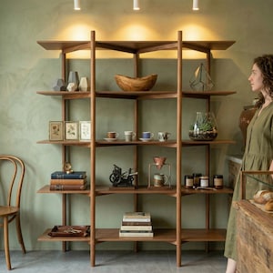 Massief Japanse houten planken – moderne boekenkast van natuurlijk hout – open opberger L1111NZ