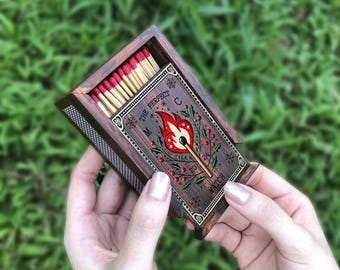 Custom Wooden Matchbox  for Couples, Personalized Couples Large Matchbox , Anniversary gift for Couples, Christmas Gift For Him L1135NL