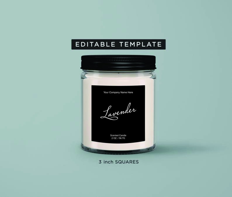 Editabel Candle Label Template 3x3 Candle Labels Write On Etsy