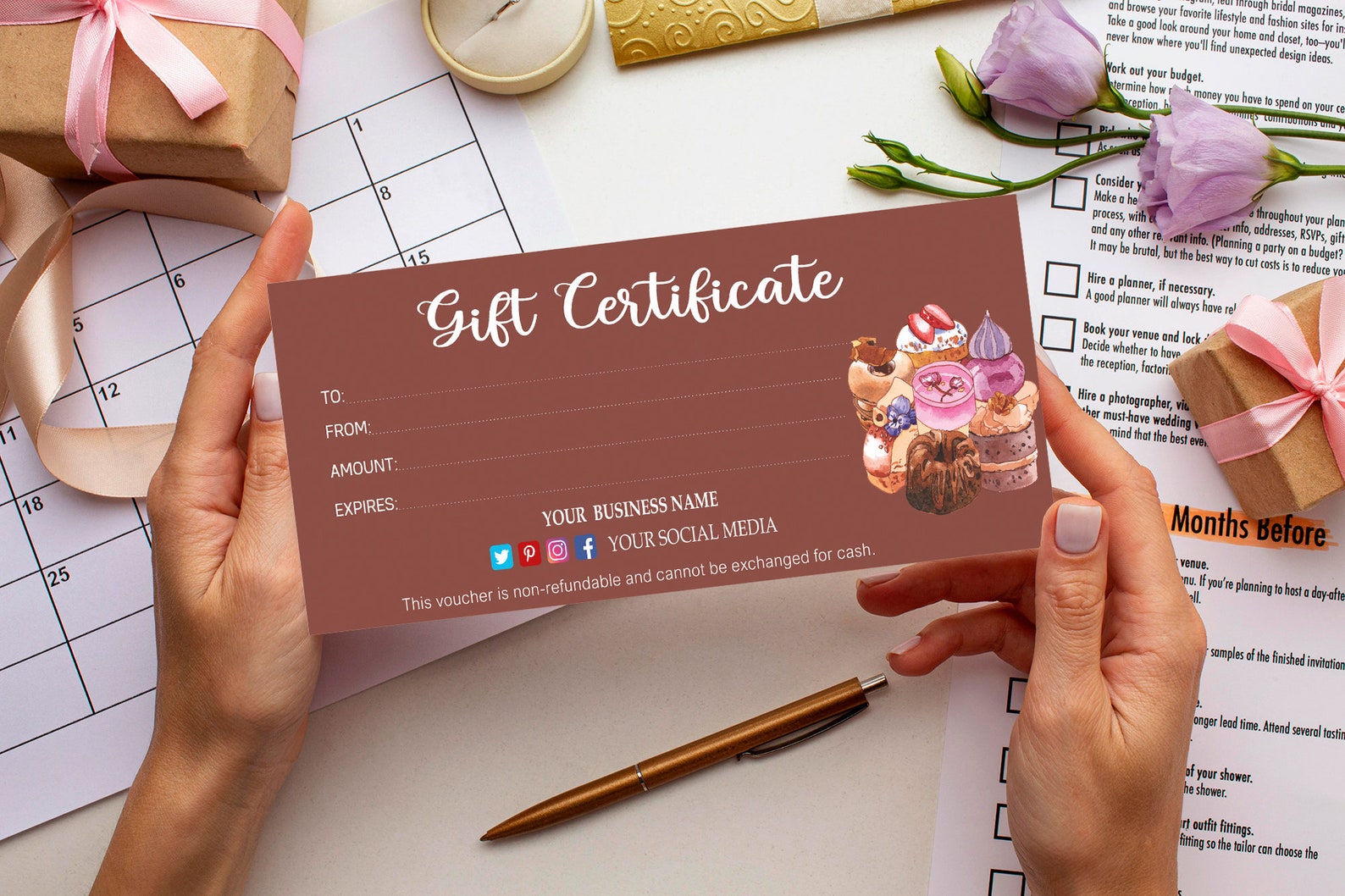 Editable Bakery Sweets Gift Voucher Bakery Sweets Gift Card - Etsy
