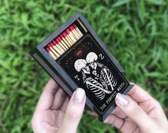 Custom Wooden Matchbox  for Couples, Personalized Couples Large Matchbox, Anniversary gift for Couples, Gift For Him, Halloween GiftsL1126NL