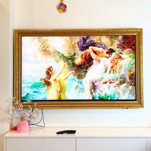 Elegant Gold Edge TV Frame, Samsung frame Tv bezel, Custom brand tv Frame, Customizable TV Frame, Frame TV frames, HandmadeTV frame L2219ML