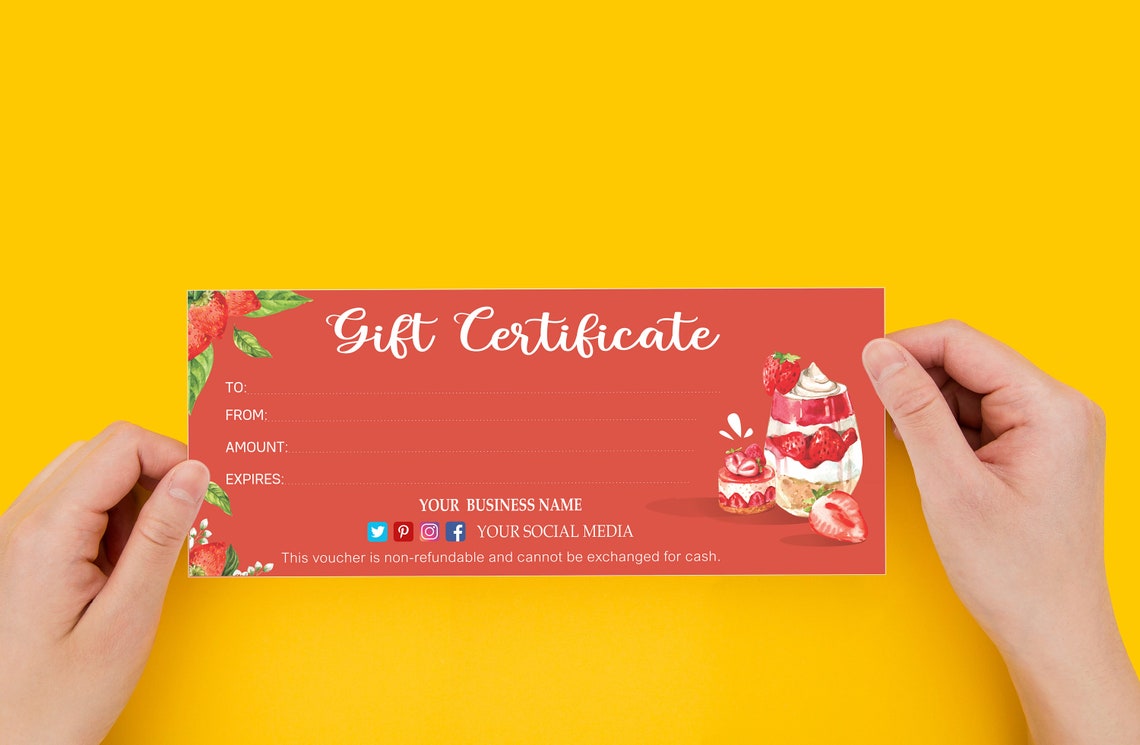 Bakery Sweets Gift Certificate Template Bakery Sweets Gift Etsy UK