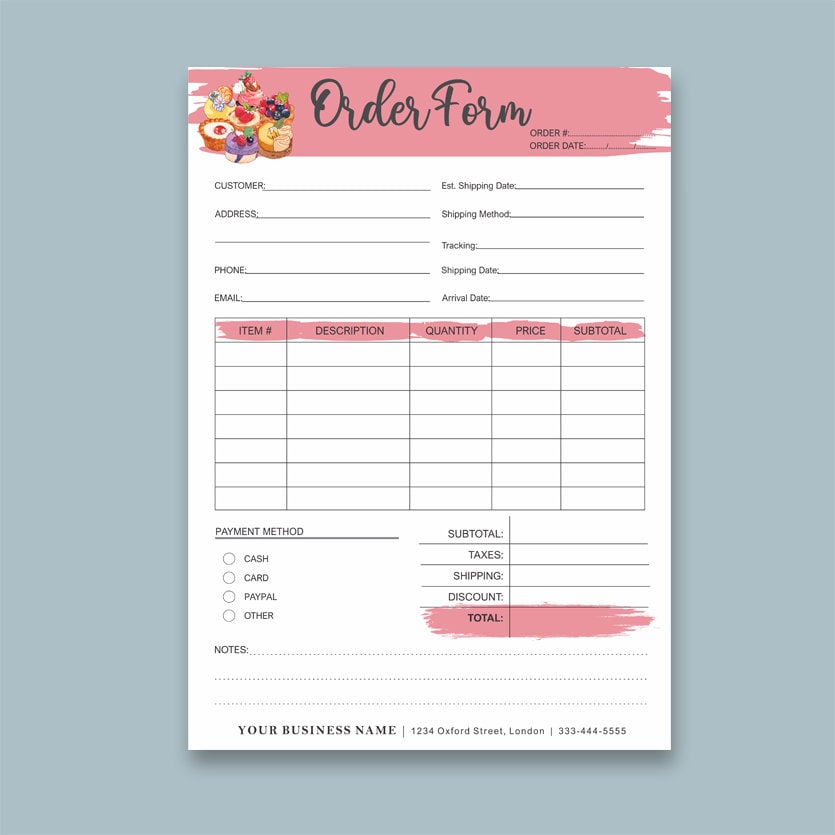 Baked Goods Order Form Template Portal Tutorials
