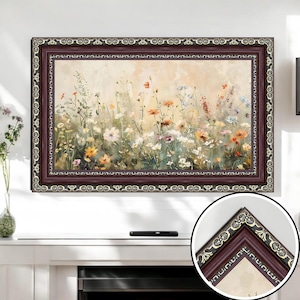 Maroon and Black TV Frame, Classic Silver Bezel TV Frame, Custom Frame TV, Frame Tv frames, Handmade Tv frame, Decorative Frame L2207LM