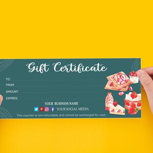 Editable Bakery Sweets Gift Certificate Template Bakery - Etsy