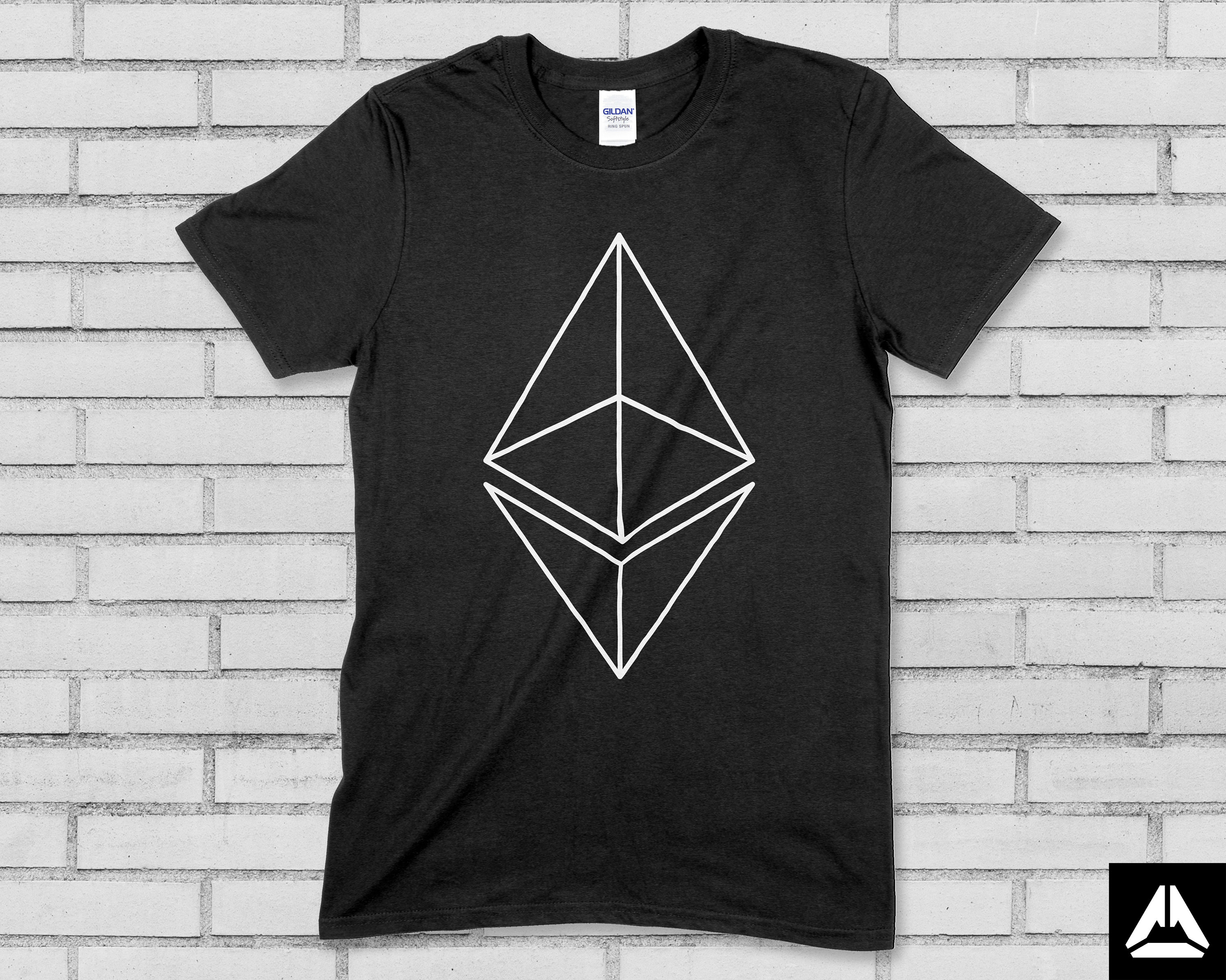 イーサリアム暗号Tシャツ：幾何学的なETHラインアート - Etsy 日本